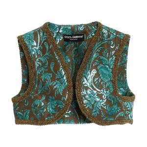 Dolce & Gabbana jacquard-woven cropped gilet 48 US12 NWT see patchwork dress-